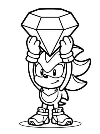 Shadow Sosteniendo la Esmeralda del Caos para colorir Desenho de Shadow Sosteniendo la Esmeralda del Caos para colorir e imprimir grátis