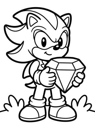 Shadow Sosteniendo una Esmeralda del Caos para colorir Desenho de Shadow Sosteniendo una Esmeralda del Caos para colorir e imprimir grátis