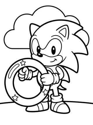 Sonic con el anillo dorado para colorir Desenho de Sonic con el anillo dorado para colorir e imprimir grátis