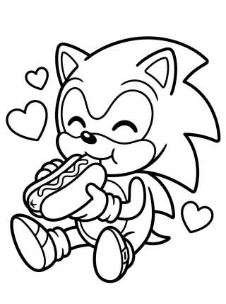 Sonic Comiendo Chili Dog para colorir Desenho de Sonic Comiendo Chili Dog para colorir e imprimir grátis