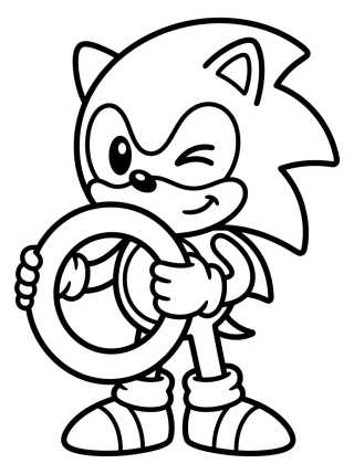 Sonic Sujetando un Anillo Dorado para colorir Desenho de Sonic Sujetando un Anillo Dorado para colorir e imprimir grátis