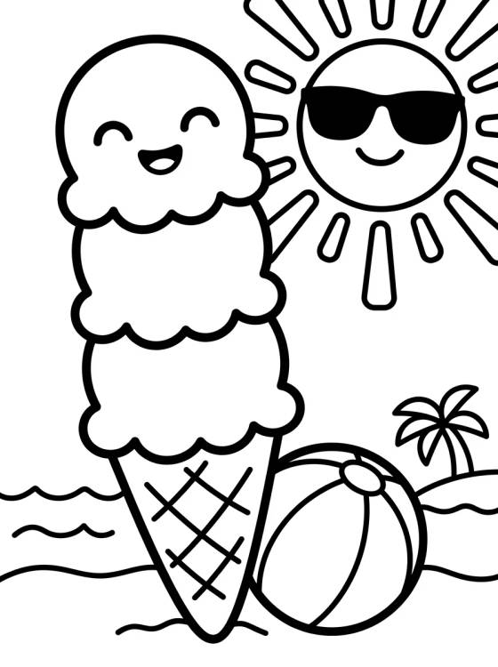 Cucurucho de Helado Tierno de Verano para colorir Desenho de Cucurucho de Helado Tierno de Verano para colorir e imprimir grátis