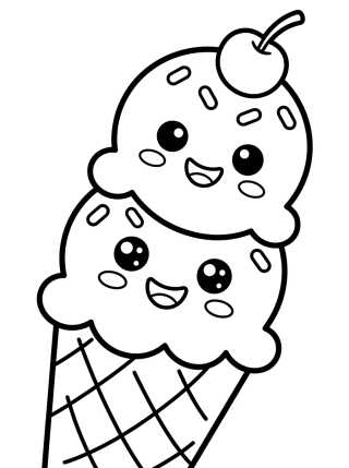 Cono de Helado Kawaii Sonriente para colorir Desenho de Cono de Helado Kawaii Sonriente para colorir e imprimir grátis