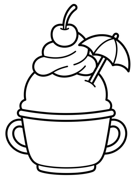 Copa de Sundae de Helado Divertido para colorir Desenho de Copa de Sundae de Helado Divertido para colorir e imprimir grátis
