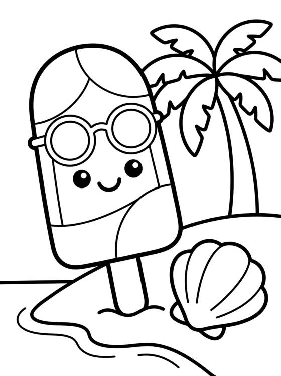 Paleta de Frutas en la Playa para colorir Desenho de Paleta de Frutas en la Playa para colorir e imprimir grátis