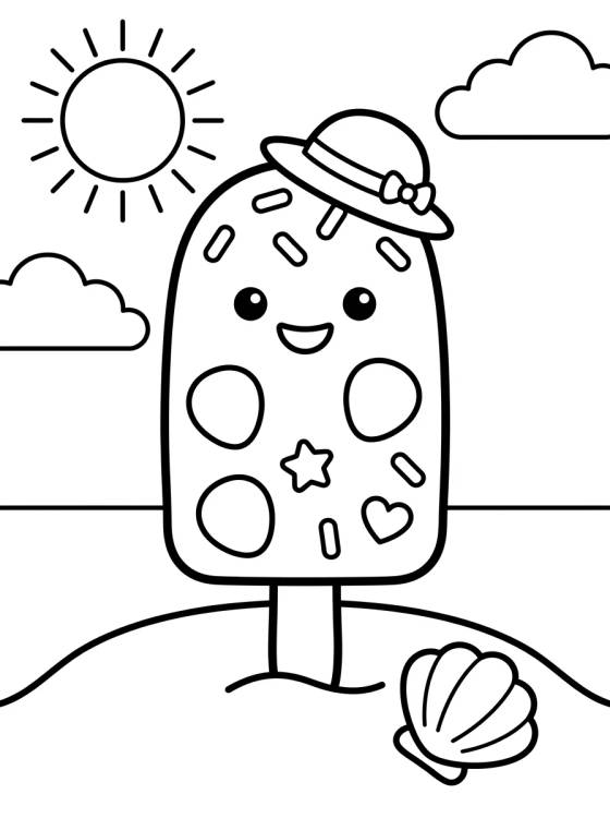 Paleta Sonriente en la Playa para colorir Desenho de Paleta Sonriente en la Playa para colorir e imprimir grátis