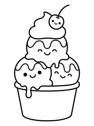 Copa de Helado con Chantilly Encantada para colorir Desenho de Copa de Helado con Chantilly Encantada para colorir e imprimir grátis