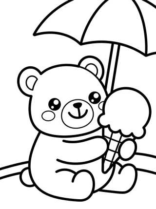 Osito Comiendo Helado en Verano para colorir Desenho de Osito Comiendo Helado en Verano para colorir e imprimir grátis