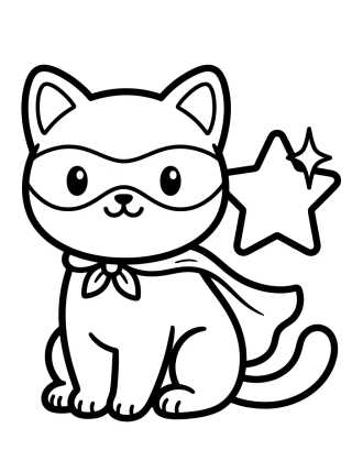 Gatito Superhéroe Lindo para colorir Desenho de Gatito Superhéroe Lindo para colorir e imprimir grátis