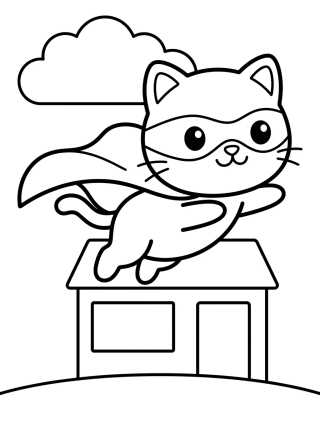 Gatito Superhéroe Saltarín para colorir Desenho de Gatito Superhéroe Saltarín para colorir e imprimir grátis