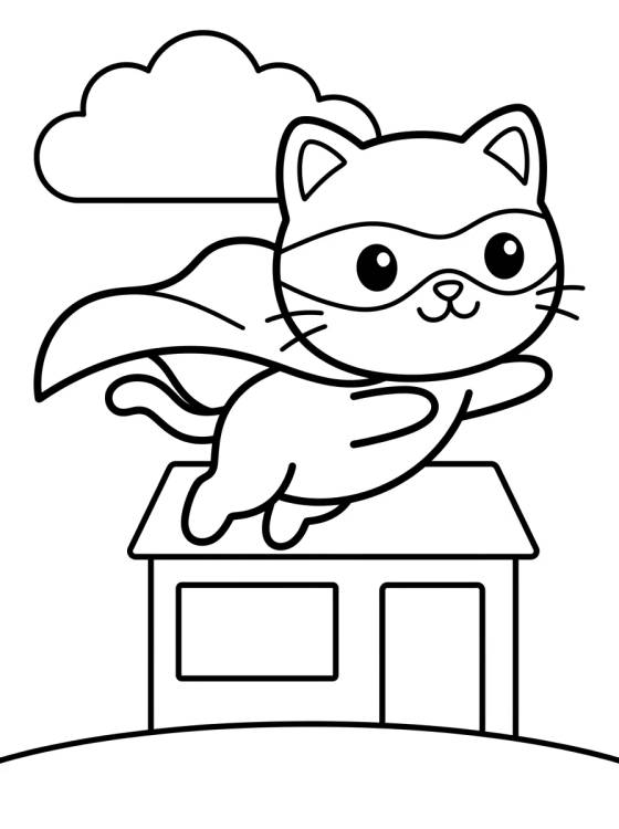 Gatito Superhéroe Saltarín para colorir Desenho de Gatito Superhéroe Saltarín para colorir e imprimir grátis