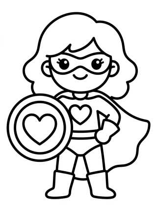 Niña Superheroína Poderosa para colorir Desenho de Niña Superheroína Poderosa para colorir e imprimir grátis