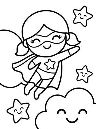 Niña Superheroína Volando para colorir Desenho de Niña Superheroína Volando para colorir e imprimir grátis