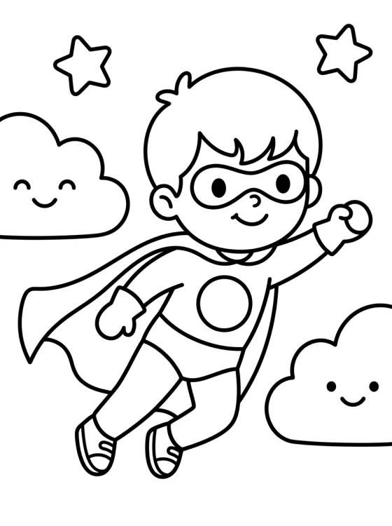 Niño Superhéroe Volador para colorir Desenho de Niño Superhéroe Volador para colorir e imprimir grátis
