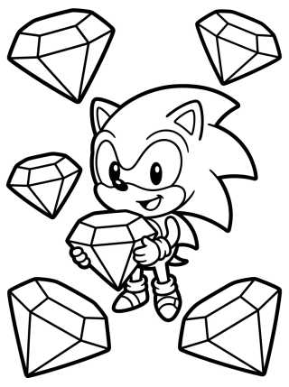 Super Sonic y las Esmeraldas del Caos para colorir Desenho de Super Sonic y las Esmeraldas del Caos para colorir e imprimir grátis