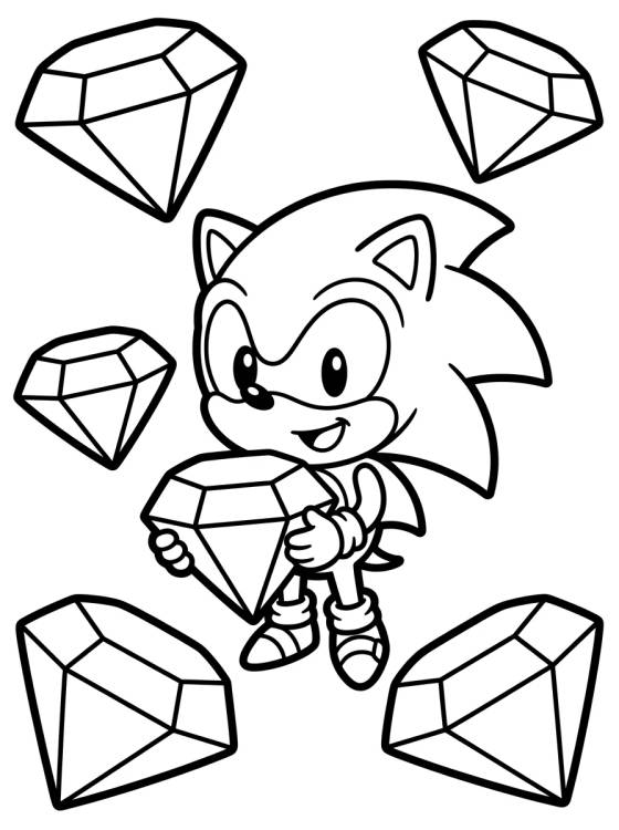 Super Sonic y las Esmeraldas del Caos para colorir Desenho de Super Sonic y las Esmeraldas del Caos para colorir e imprimir grátis