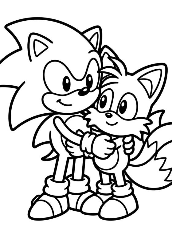 Super Sonic y Tails Tiernos para colorir Desenho de Super Sonic y Tails Tiernos para colorir e imprimir grátis