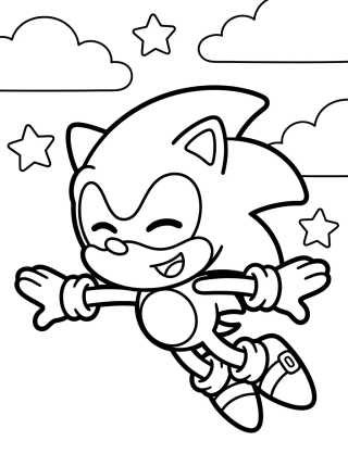 Súper Sonic Tierno Volando para colorir Desenho de Súper Sonic Tierno Volando para colorir e imprimir grátis