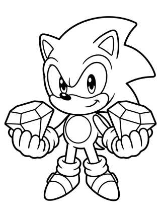Super Sonic Sujetando las Esmeraldas del Caos para colorir Desenho de Super Sonic Sujetando las Esmeraldas del Caos para colorir e imprimir grátis