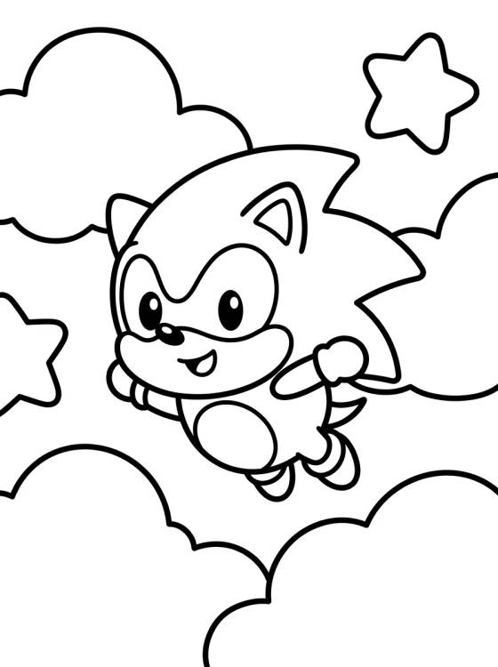 Super Sonic Volando al Estilo Kawaii para colorir Desenho de Super Sonic Volando al Estilo Kawaii para colorir e imprimir grátis