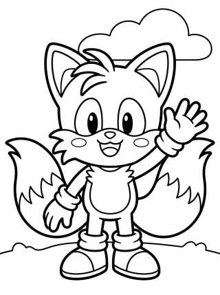 Tails Saludando Tierno para colorir Desenho de Tails Saludando Tierno para colorir e imprimir grátis