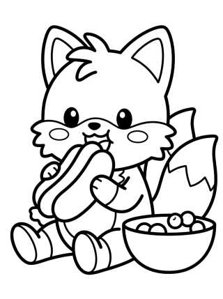 Tails Comiendo una Merienda Tierna para colorir Desenho de Tails Comiendo una Merienda Tierna para colorir e imprimir grátis