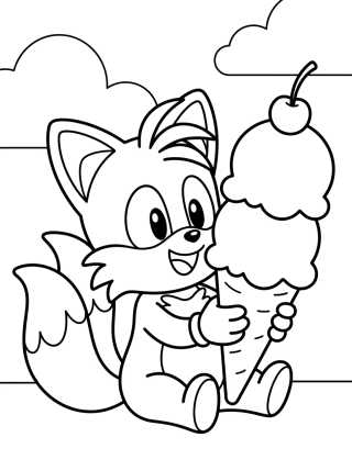 Tails Comiendo Helado para colorir Desenho de Tails Comiendo Helado para colorir e imprimir grátis