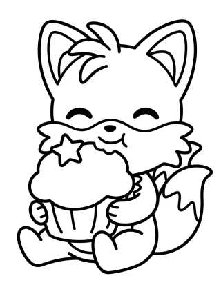 Tails Comiendo un Cupcake Lindo para colorir Desenho de Tails Comiendo un Cupcake Lindo para colorir e imprimir grátis