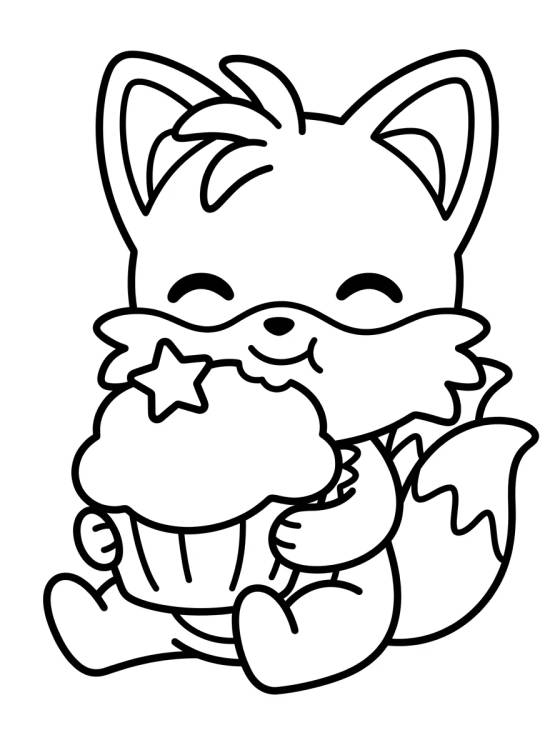 Tails Comiendo un Cupcake Lindo para colorir Desenho de Tails Comiendo un Cupcake Lindo para colorir e imprimir grátis