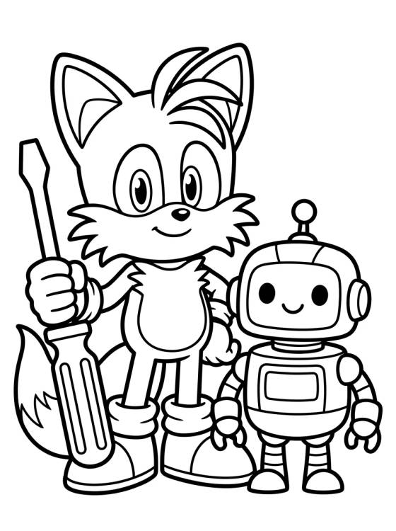 Tails Inventor con Destornillador para colorir Desenho de Tails Inventor con Destornillador para colorir e imprimir grátis