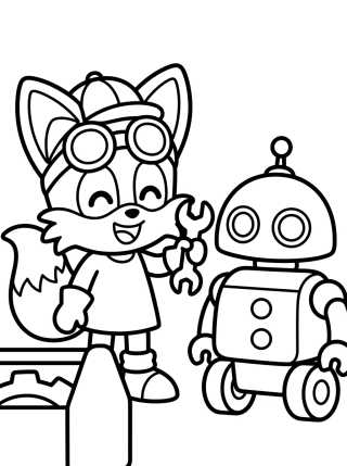 Tails Inventor con Herramientas para colorir Desenho de Tails Inventor con Herramientas para colorir e imprimir grátis