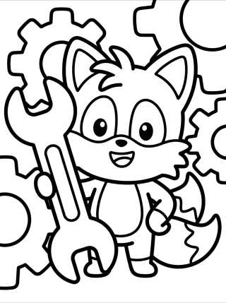 Tails Inventor con Herramientas para colorir Desenho de Tails Inventor con Herramientas para colorir e imprimir grátis