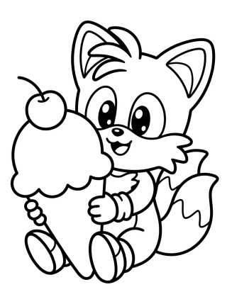 Tails Disfrutando un Helado para colorir Desenho de Tails Disfrutando un Helado para colorir e imprimir grátis