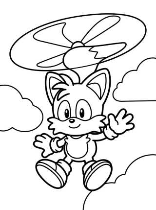 Tails Volando con sus Dos Colas para colorir Desenho de Tails Volando con sus Dos Colas para colorir e imprimir grátis