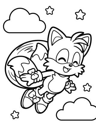 Tails Volando con sus Colas para colorir Desenho de Tails Volando con sus Colas para colorir e imprimir grátis