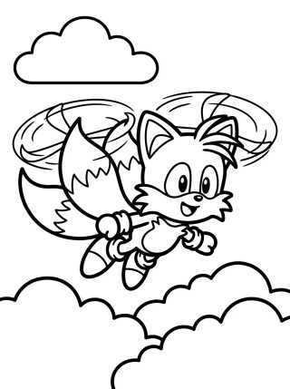 Tails Volando Feliz para colorir Desenho de Tails Volando Feliz para colorir e imprimir grátis