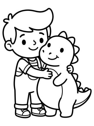 Tito Abrazando al Dinosaurio para colorir Desenho de Tito Abrazando al Dinosaurio para colorir e imprimir grátis