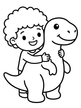 Tito Abrazando a su Dinosaurio de Juguete para colorir Desenho de Tito Abrazando a su Dinosaurio de Juguete para colorir e imprimir grátis