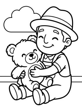 Tito Abrazando a su Osito para colorir Desenho de Tito Abrazando a su Osito para colorir e imprimir grátis