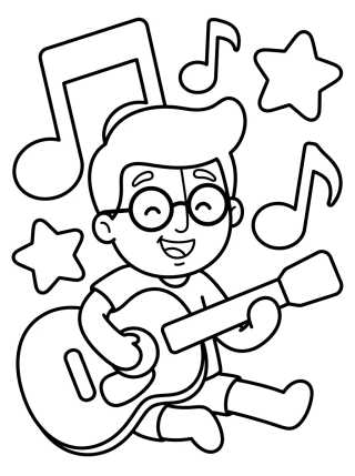 Tito Jugando a Tocar la Guitarra para colorir Desenho de Tito Jugando a Tocar la Guitarra para colorir e imprimir grátis