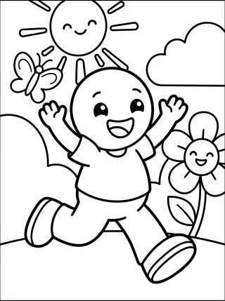 Tito Jugando en el Parque para colorir Desenho de Tito Jugando en el Parque para colorir e imprimir grátis