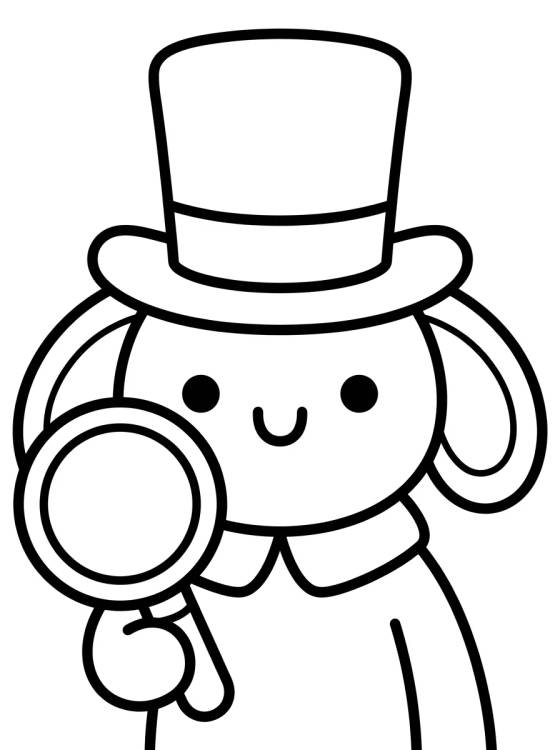 Tito con Sombrero de Bita y Lupa de Detective para colorir Desenho de Tito con Sombrero de Bita y Lupa de Detective para colorir e imprimir grátis