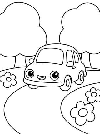 Cochecito Amigo en la Carretera para colorir Desenho de Cochecito Amigo en la Carretera para colorir e imprimir grátis
