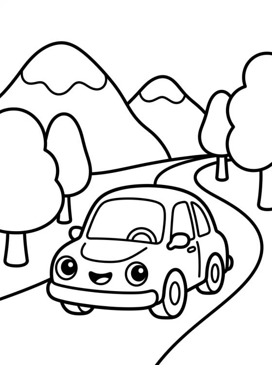 Cochecito en Viaje por la Carretera para colorir Desenho de Cochecito en Viaje por la Carretera para colorir e imprimir grátis
