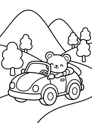 Coche en la Carretera con Animalitos para colorir Desenho de Coche en la Carretera con Animalitos para colorir e imprimir grátis