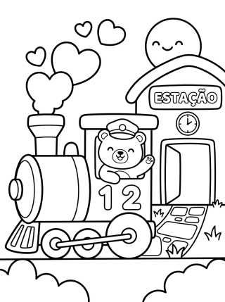 Alegre Estación de Tren para colorir Desenho de Alegre Estación de Tren para colorir e imprimir grátis
