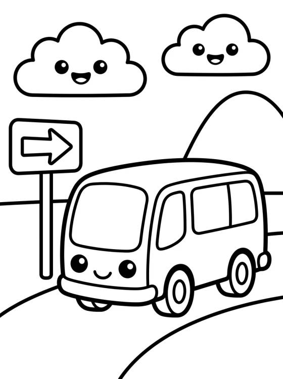 Autobús de Viaje en la Carretera para colorir Desenho de Autobús de Viaje en la Carretera para colorir e imprimir grátis