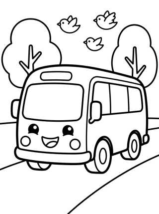 Autobús de Viaje Sonriente para colorir Desenho de Autobús de Viaje Sonriente para colorir e imprimir grátis
