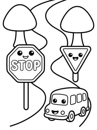 Señales de Tránsito y Carretera Divertida para colorir Desenho de Señales de Tránsito y Carretera Divertida para colorir e imprimir grátis