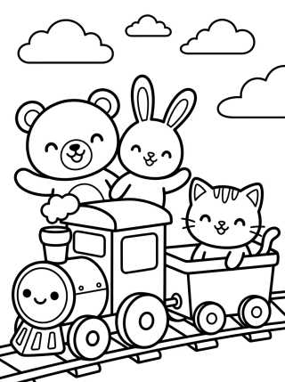 Tren con Animales Pasajeros para colorir Desenho de Tren con Animales Pasajeros para colorir e imprimir grátis
